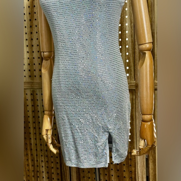 City Studio Juniors Metallic Slip Dress Baby Blue Bodycon Size XS - Picture 5 of 9